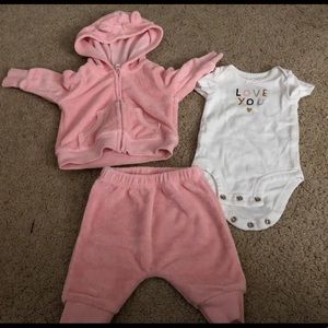 Baby Hoodie Bodysuit And Pants Set